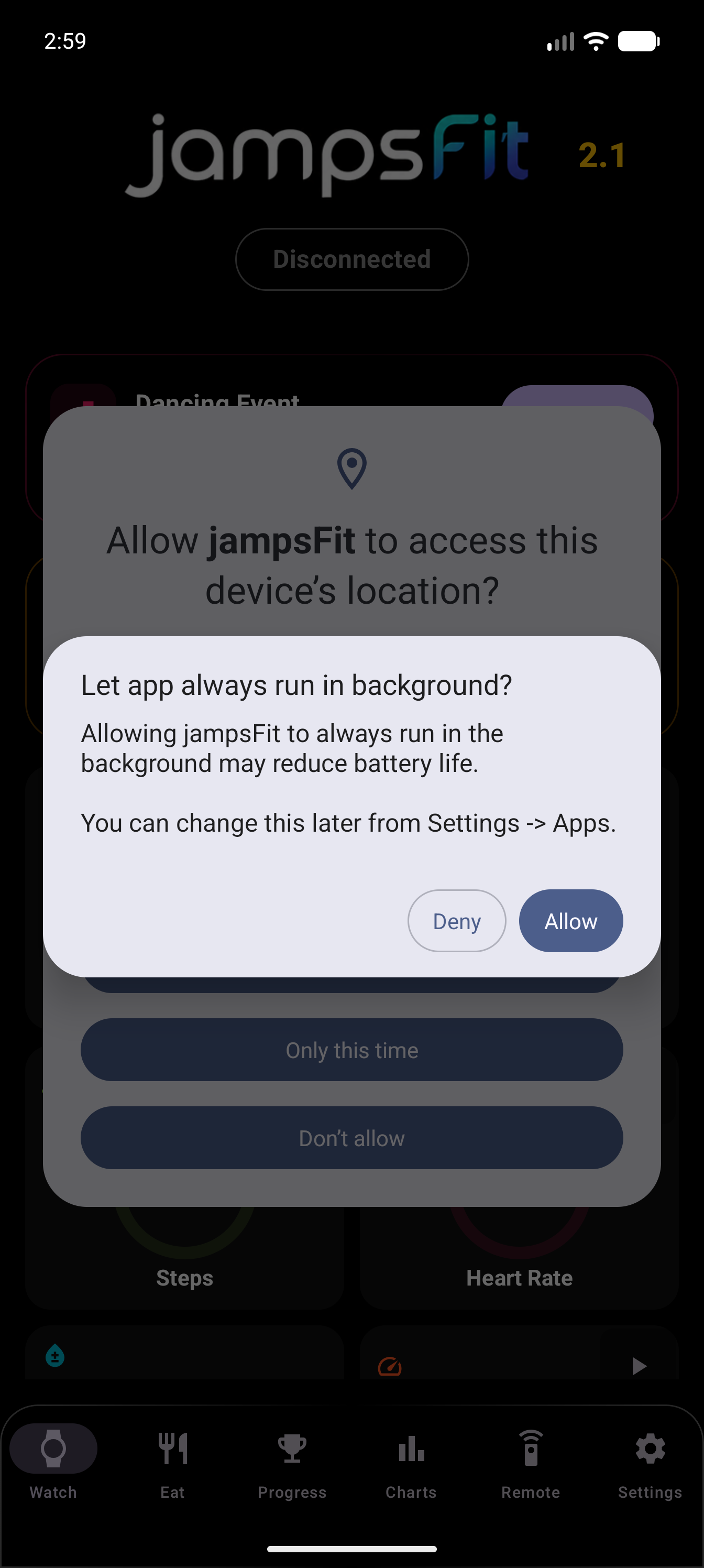 jampsFit app screenshot