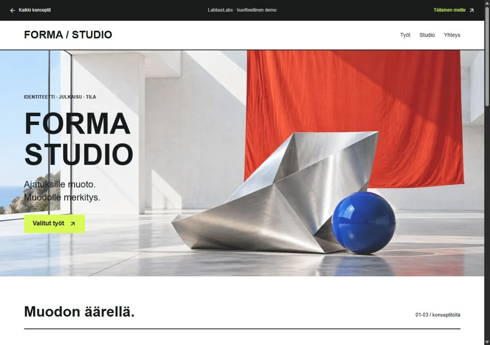 Forma Studio fictional creative portfolio website