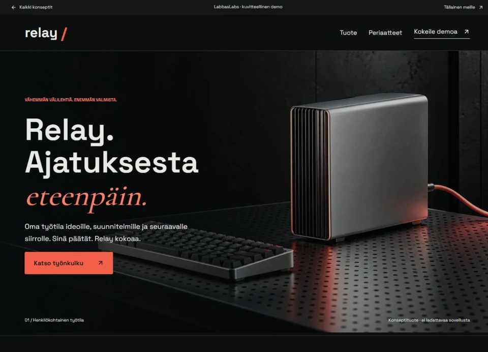 Relay fictional AI product website