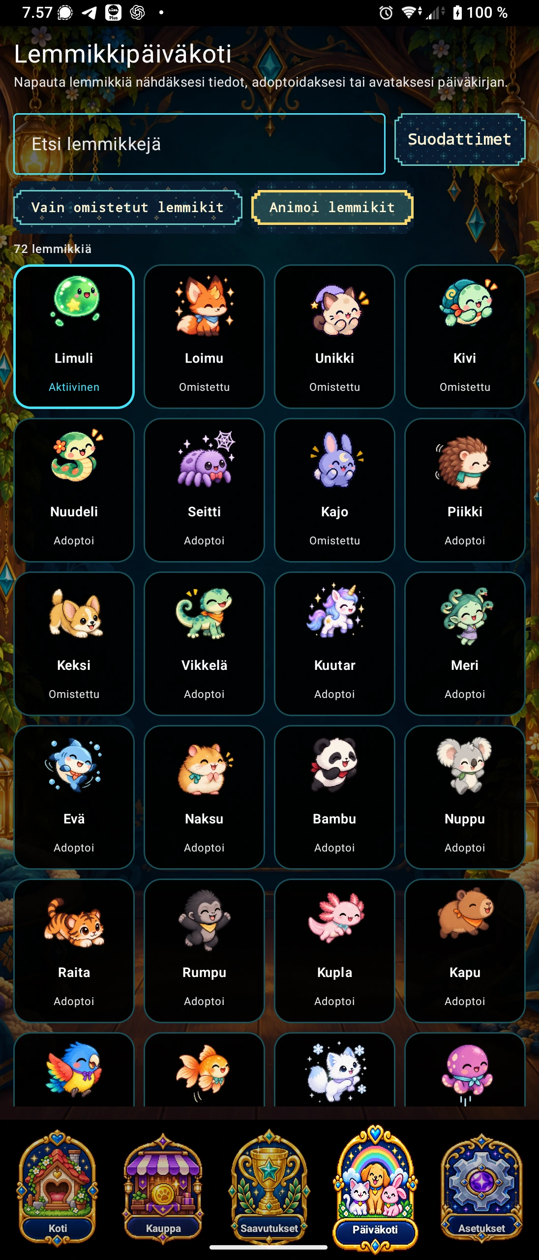 PetzyTop: Pet daycare collection - Finnish interface - captured 16 October 2026