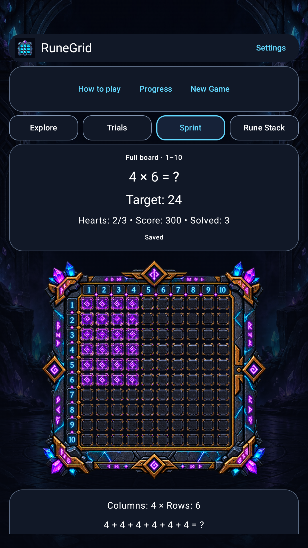 RuneGrid: Sprint mode