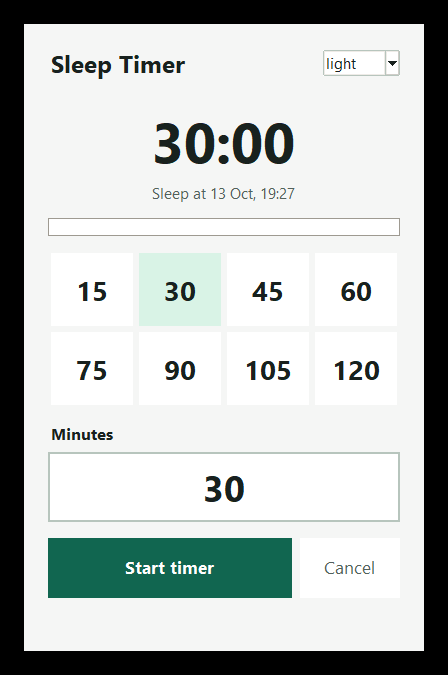 Sleep-Timer: Version 1.1.2 - large presets and minute input, light theme
