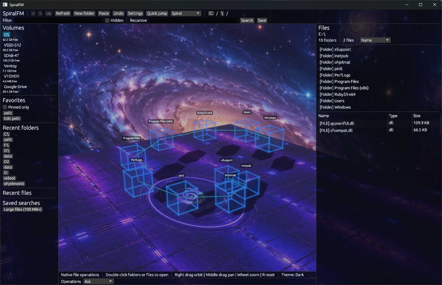 SpiralFM: Spatial file-manager interface