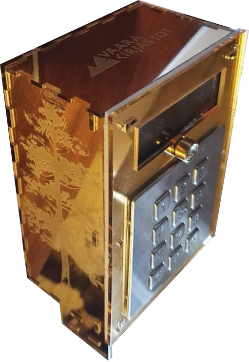 Gold acrylic Toveri with tree engraving